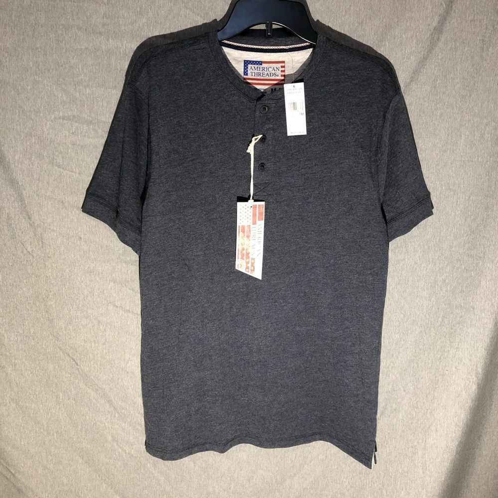 American Threads Gray Mens Short Sleeve T-shirt Size M